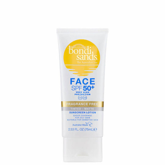 Bondi Sands Parfümfrei Sonnencreme Lotion Gesicht SPF50 mit Farbe 75ml