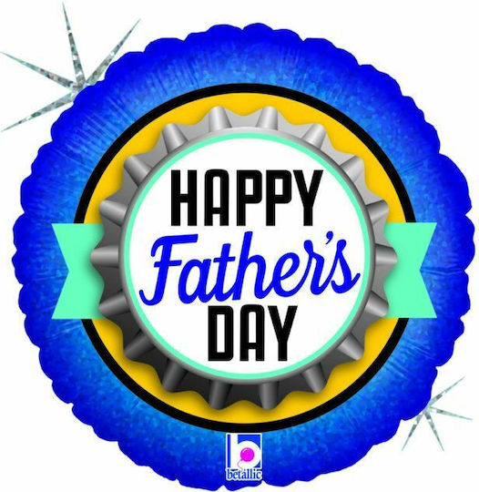 Μπαλόνι Στρογγυλό Γιορτής Πατέρα Foil Μπλε Happy Father's Day Bottle Cap 45εκ.