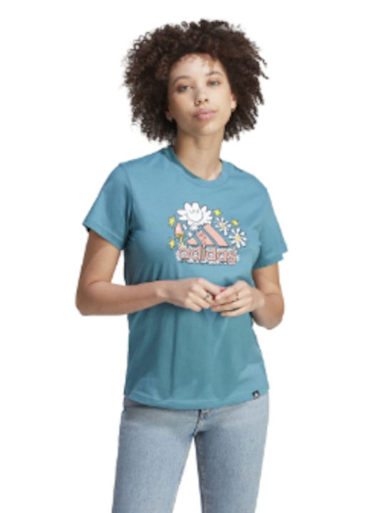 Adidas Doodle Graphic Feminin Sport Tricou Albastru