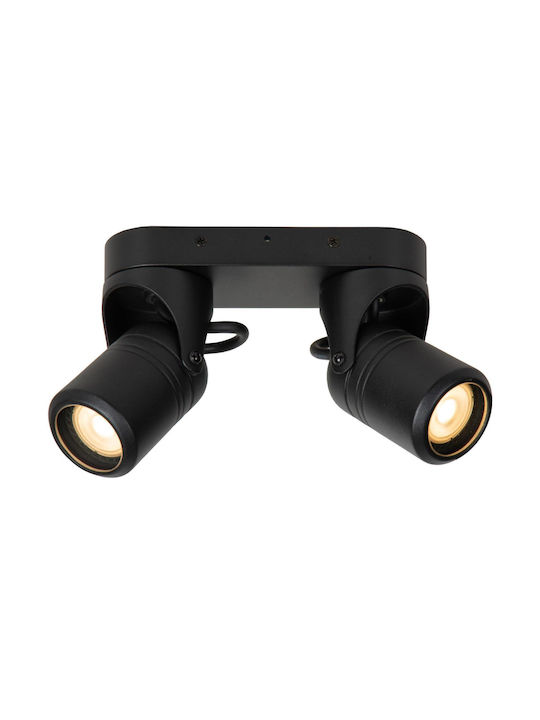 Lucide Lightning Niort Διπλό Σποτ με Ντουί GU10 σε Μαύρο Χρώμα