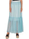 High-waisted Maxi Skirt with Tulle Blue