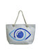 Ble Resort Collection Fabric Beach Bag with Wallet with design Eye Blue
