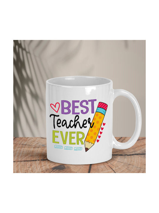 Κούπα λευκή δώρο για την δασκάλα "Best Teacher Ever"