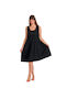 Midikleid Cotton Volley Dress RIma 3501-25 mit breitem Bund, bequeme Linie BLACK