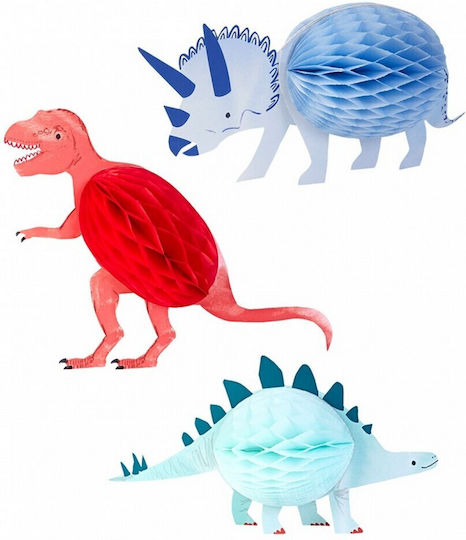 Meri Meri Honeycomb Dinosaurs Hanging Ornament for Party Dinosaurs 3 Pieces 32.4 cm