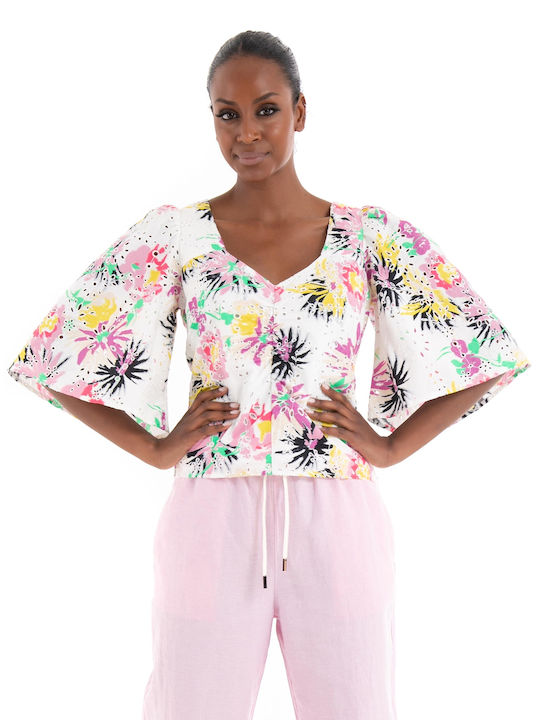Scotch & Soda Women's Summer Blouse Short Sleeve Multicolor