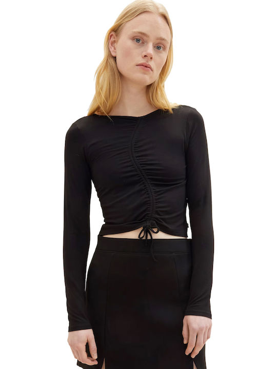 Tom Tailor Women's Crop Top Long Sleeve Black