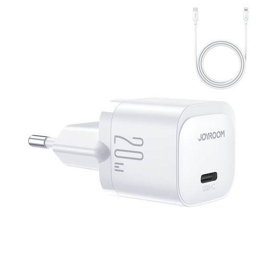Joyroom Charger with USB-C Port and Cable USB-C - Lightning 20W Power Delivery Whites (JR-TCF02)
