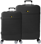 CAT V-Power Alexa Travel Suitcases Hard Black with 4 Wheels Set 2pcs