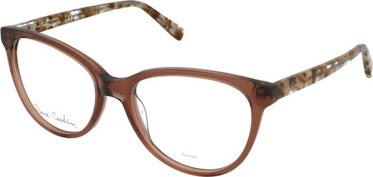 Pierre Cardin Дамски Пластмасов Рамка за Очила Котешко око Кафяв P.C 8476 09Q