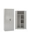 Metallic Two-Door Wardrobe with Divider & 3 Shelves Light Grey 90x40x180cm