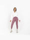 No Thinkin Women's High-waisted Fabric Trousers with Elastic Purple