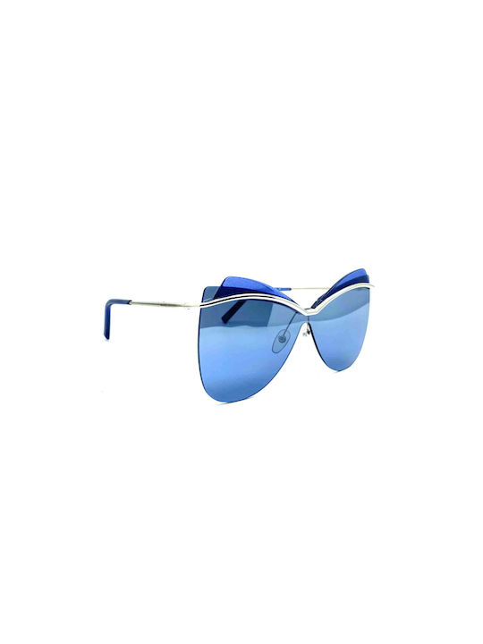 Marc Jacobs Women's Sunglasses with Silver Metal Frame and Light Blue Lenses MARC 103-S 3YG/J3