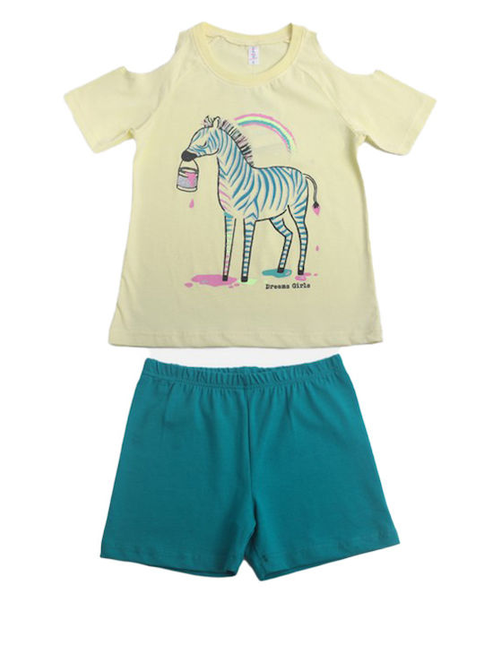 Dreams Set Top & Bottom Kids Summer Pyjamas Yellow