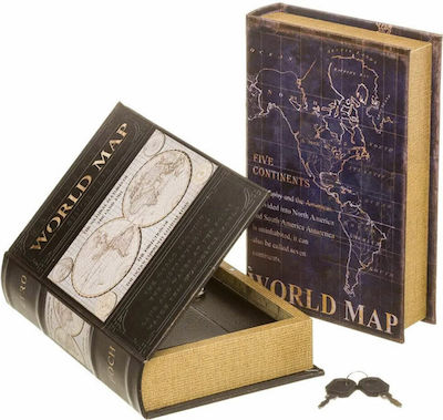 Bakaji World Map Buch Geldversteck mit Schloss 16x5x24cm