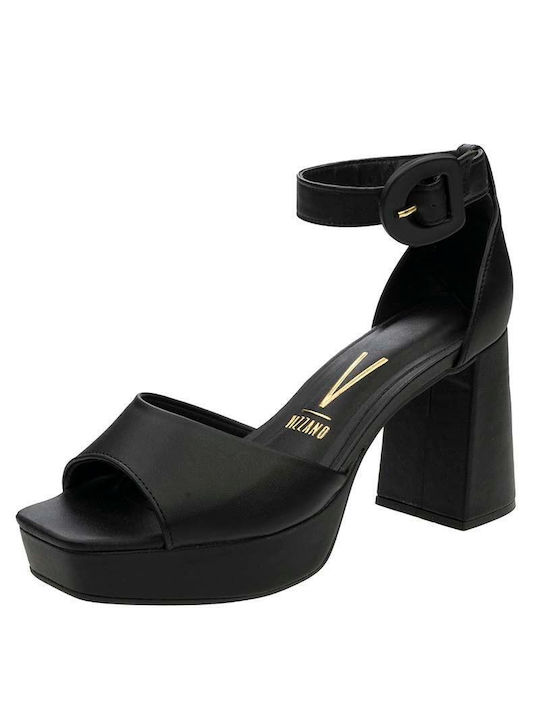 Vizzano Damen Sandalen mit Chunky hohem Absatz in Schwarz Farbe