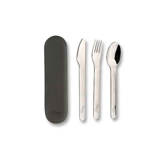 Citron Baby Cutlery Set made of Metal in Case Green 3pcs