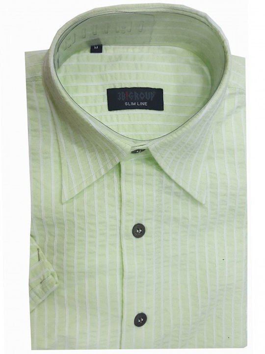 3B GROUPS Shirt light green short-sleeved narrow SLIM FIT