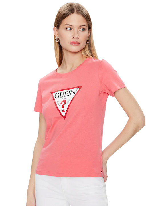 Guess Damen T-Shirt Plastic Pink