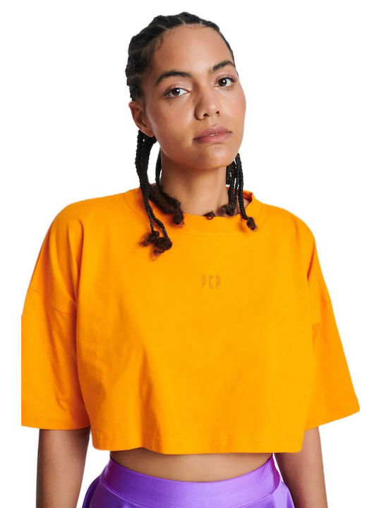 PCP Colors Women's Athletic Crop Top Short Sleeve Orange