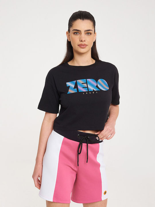 Zero Level Ichika Γυναικείο Crop T-shirt Μαύρο