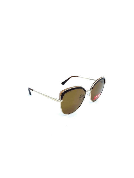 Solano Women's Sunglasses with Gold Frame and Brown Polarized Lenses SS10447 B