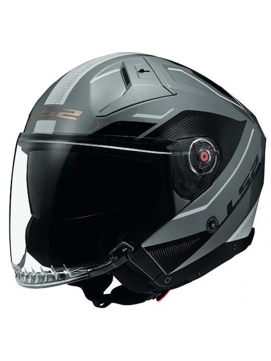 LS2 Jet Helmet with Sun Visor ECE 22.06 1400gr Veyron Grey/White 366032202