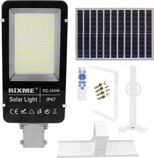 Rixme RiXME Ηλιακό Φωτιστικό Δρόμου 300W 50400lm Ψυχρό Λευκό με Αισθητήρα Κίνησης, Φωτοκύτταρο και Τηλεχειριστήριο IP67