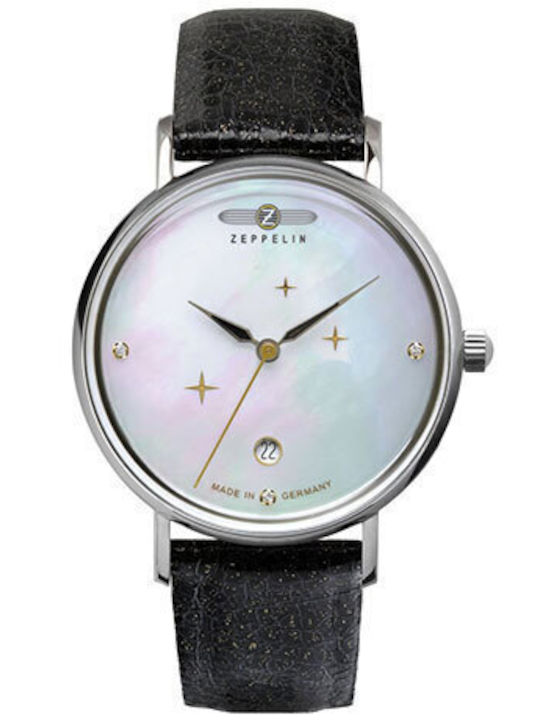 Zeppelin Damen Uhr mit Silber Lederarmband