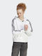 Adidas Γυναικεία Ζακέτα Φούτερ με Κουκούλα Λευκή