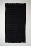SugarFree Beach Towel Cotton Black with Fringes 176x100cm.