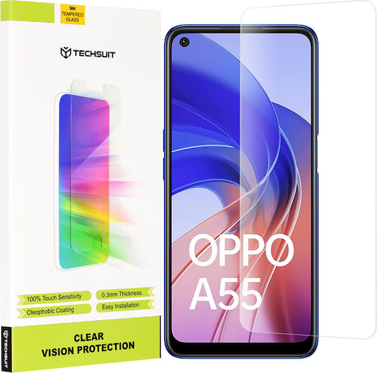 Techsuit Clear Vision Glass Tempered Glass (Oppo A55 Clear Vision Glass Transparent)