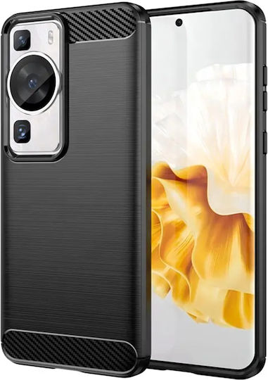 Techsuit Carbon Задна корица Силикон Черен (Huawei P60)