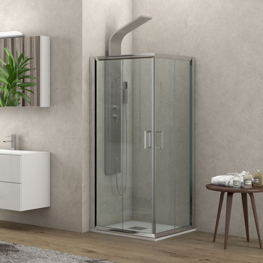 Karag Flora 100 Καμπίνα Ντουζιέρας με Συρόμενη Πόρτα 80x80x180cm Clear Glass Cromo Karag Flora 100 Καμπίνα Ντουζιέρας με Συρόμενη Πόρτα 80x80x180cm Clear Glass Cromo