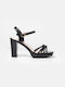 InShoes Women's Sandals with Strass & Ankle Strap Total Black