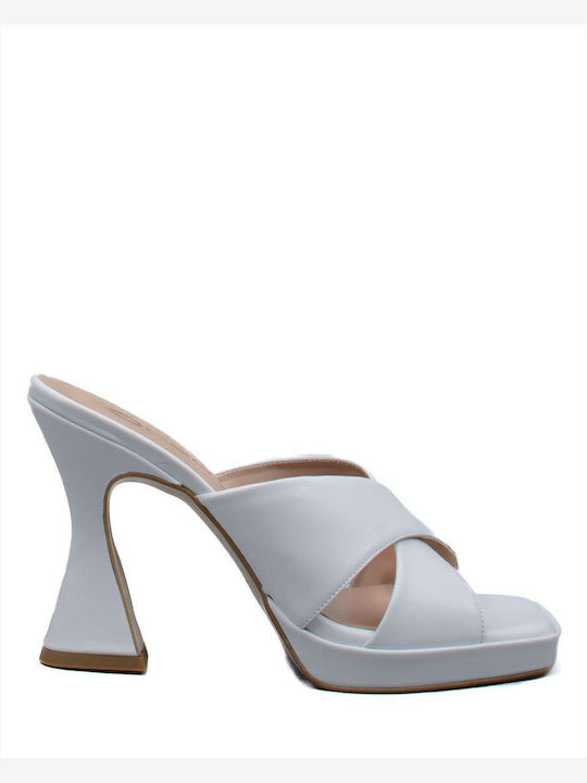 Mourtzi 85/83005 Chunky Heel Leather Mules White