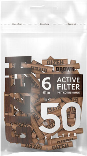 Gizeh Brown Vată pentru țigări Carbon activat 6mm 50x1buc