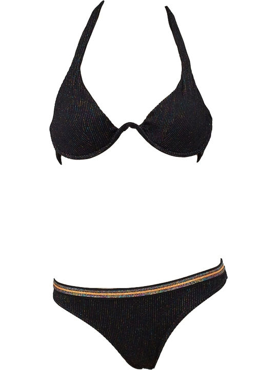 InShoes Underwire Bikini Set Bra & Slip Bottom Black