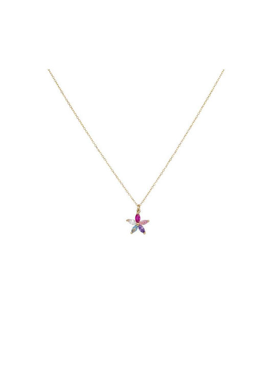 Gold women's necklace K9 multicolor flower 046250 046250 Gold 9 Carat gold