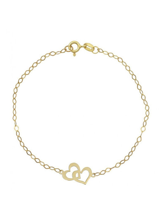 Gold bracelet BR33623K with 14 carat hearts design