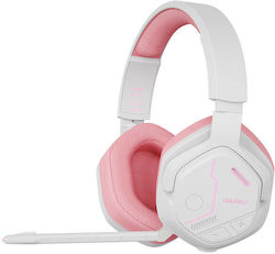 Dareu EH755 Ασύρματο Over Ear Gaming Headset με σύνδεση Bluetooth / USB Ροζ