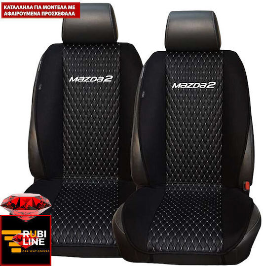 Set Autositzlehnen 2Stück Kunstleder Schwarz / Weiß