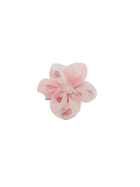 Kids Clip -Hair clip Flower pearl with protection Pink