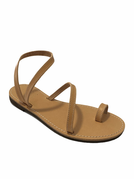 THEROS Greek 100% leather sandal handmade. Code THILIA. Color NATURAL.