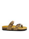 Leather Women's Flat Sandals Anatomic Nobuck Taupe