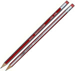 Pencil Eb.Faber Striped Red 2=B With eraser