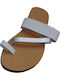 Leather Women's Flat Sandals in White Color
