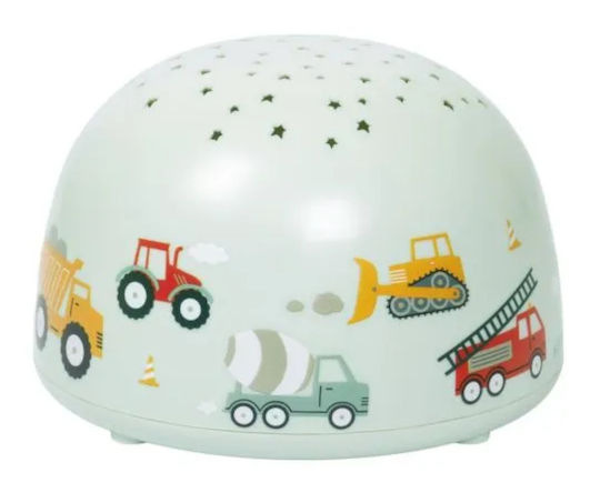 A Little Lovely Company Led Kids Projector Lamp Vehicles with Design Projection Green 14x14x9εκ.