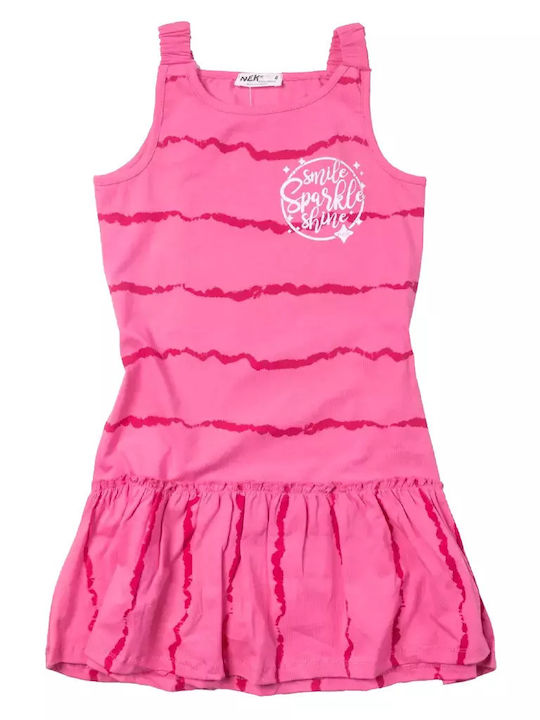 Nek Kids Wear Kids Dress Sleeveless Fuchsia