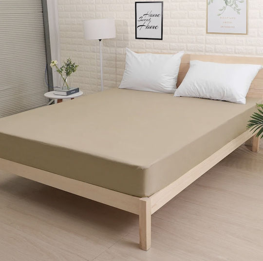 My Home Luxury Schutzauflage Einzel mit Rock Beige 100x200+30cm